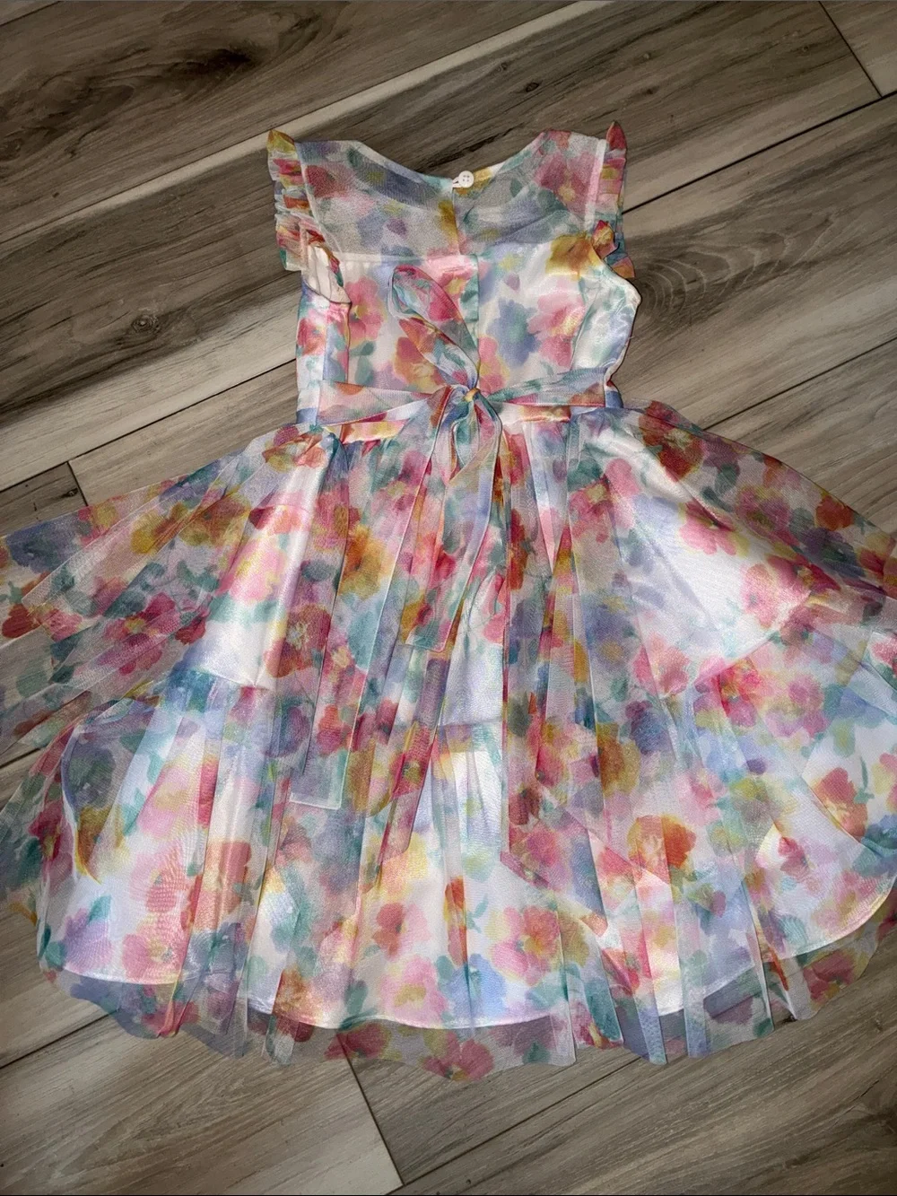 🚾 Jona Michelle Pastel Floral Tulle Dress with Light Blue Bow sz 5